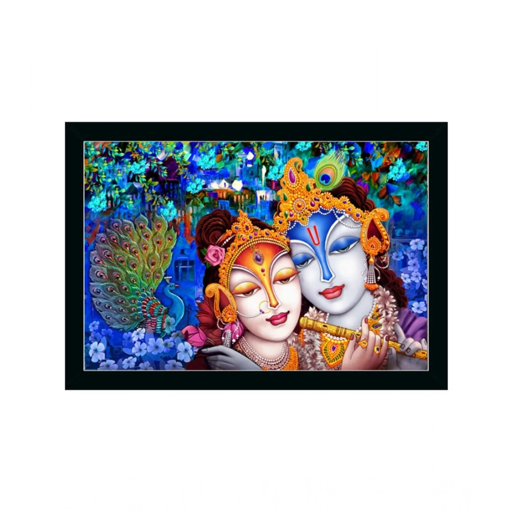 Radha Krishna Painting with Synthetic Photo Frame (Multicolor)