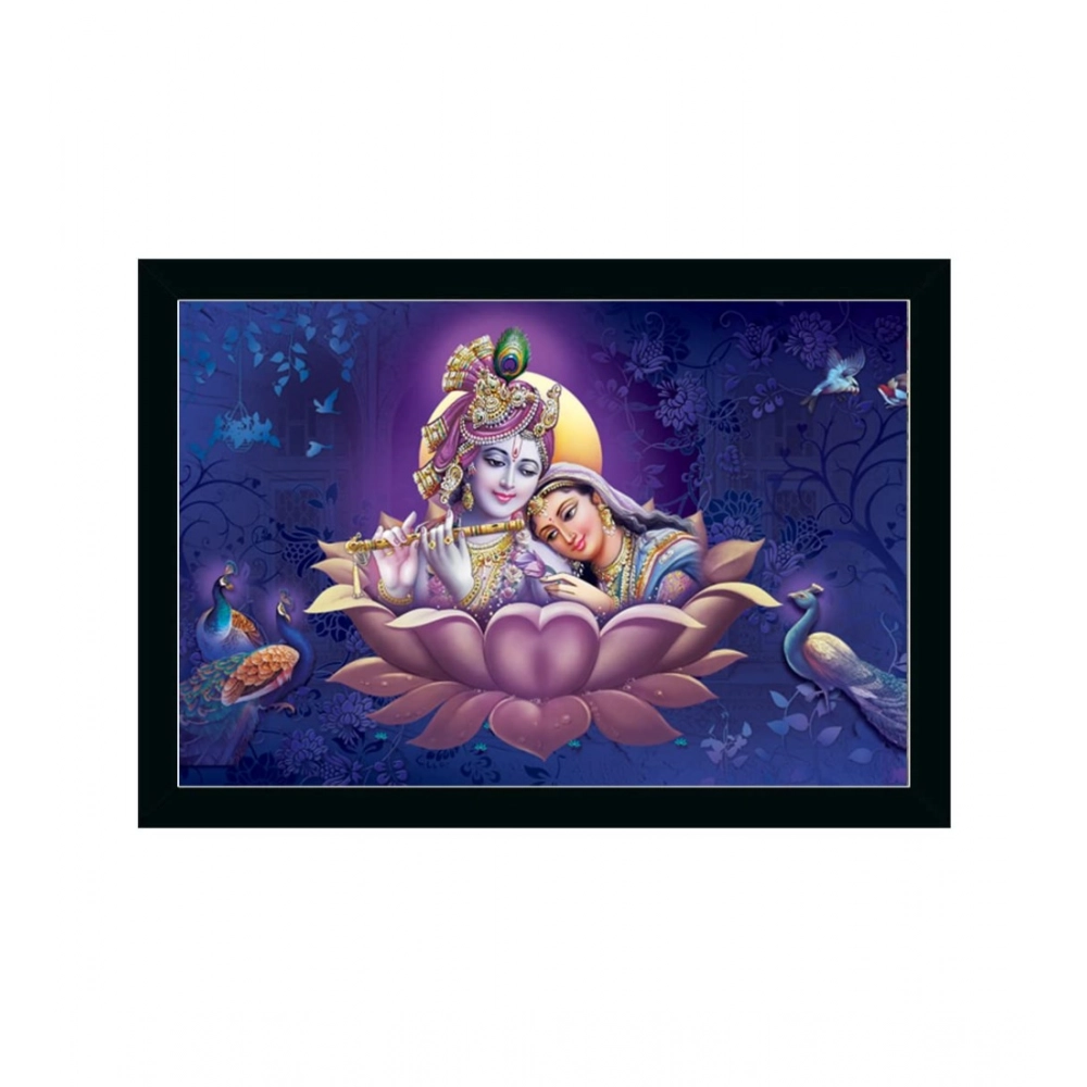 Radha Krishna Painting with Synthetic Photo Frame (Multicolor)