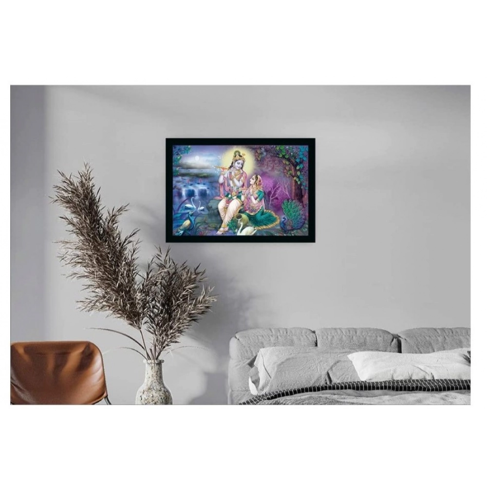 Radha Krishna Painting with Synthetic Photo Frame (Multicolor) - Image 2