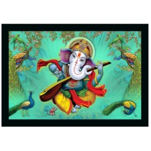 Ganesh Photo with Synthetic Photo Frame (Multicolor)