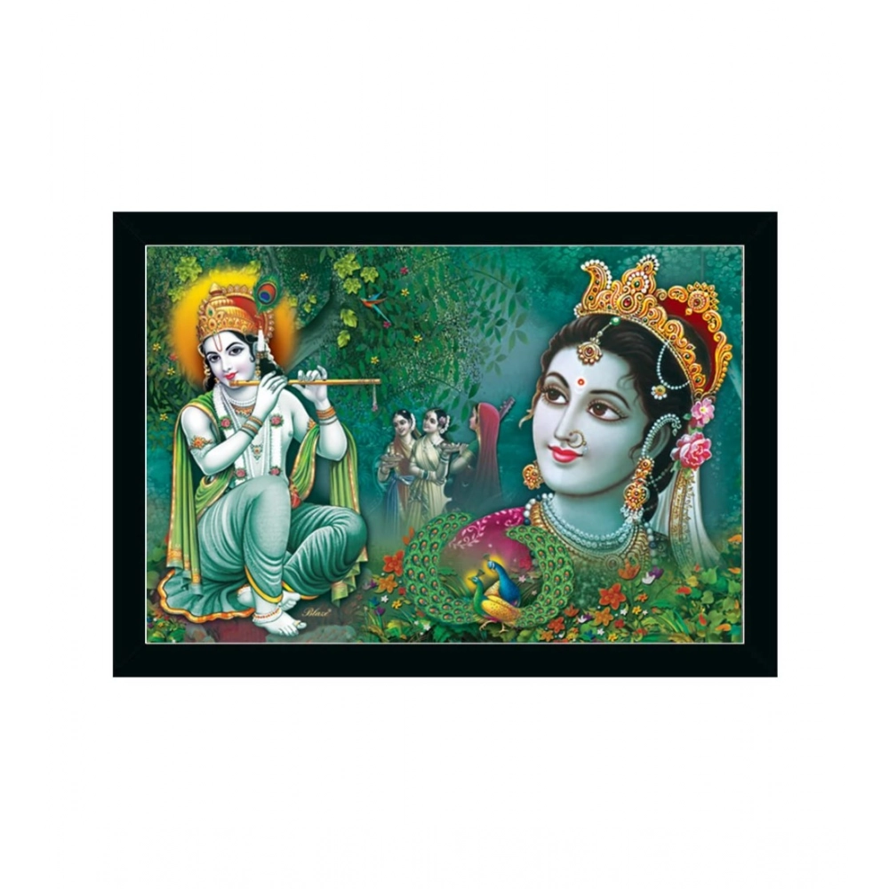 Fashion Radha Krishna Painting with Synthetic Photo Frame (Multicolor)