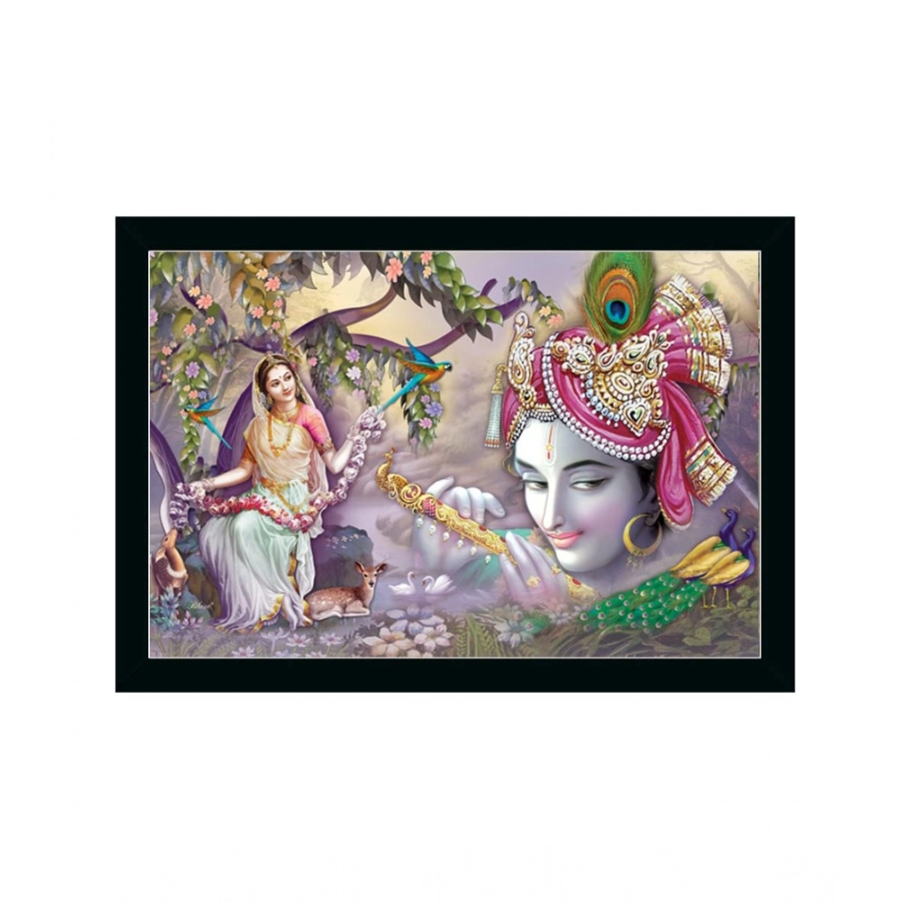 Fashion Radha Krishna Painting with Synthetic Photo Frame (Multicolor)