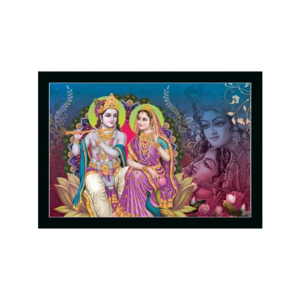 Radha Krishna Painting with Synthetic Photo Frame (Multicolor)