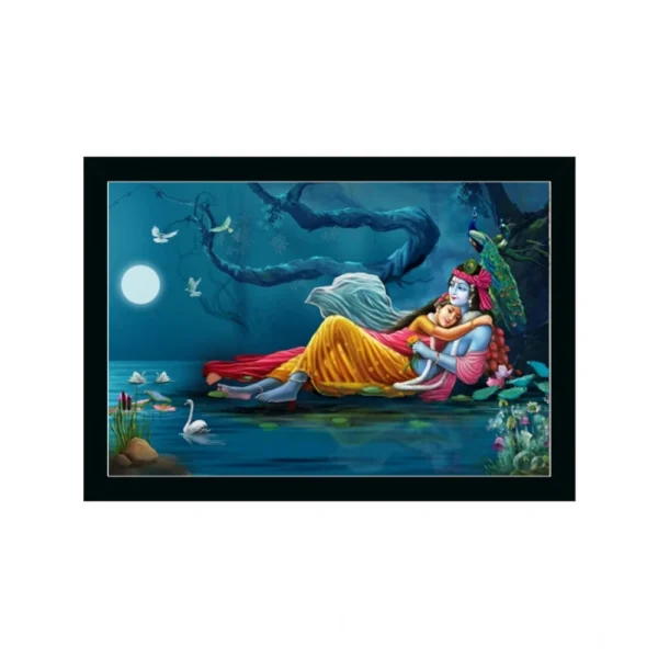 Radha Krishna Painting with Synthetic Photo Frame (Multicolor)