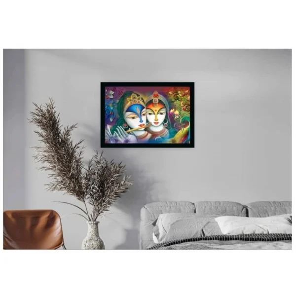 Radha Krishna Painting with Synthetic Photo Frame (Multicolor) - Image 2