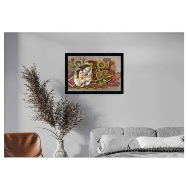 Radha Krishna Painting with Synthetic Photo Frame (Multicolor) - Image 2