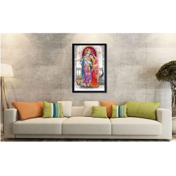 Radha Krishna Painting with Synthetic Photo Frame (Multicolor) - Image 2