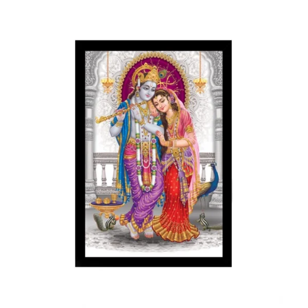 Radha Krishna Painting with Synthetic Photo Frame (Multicolor)