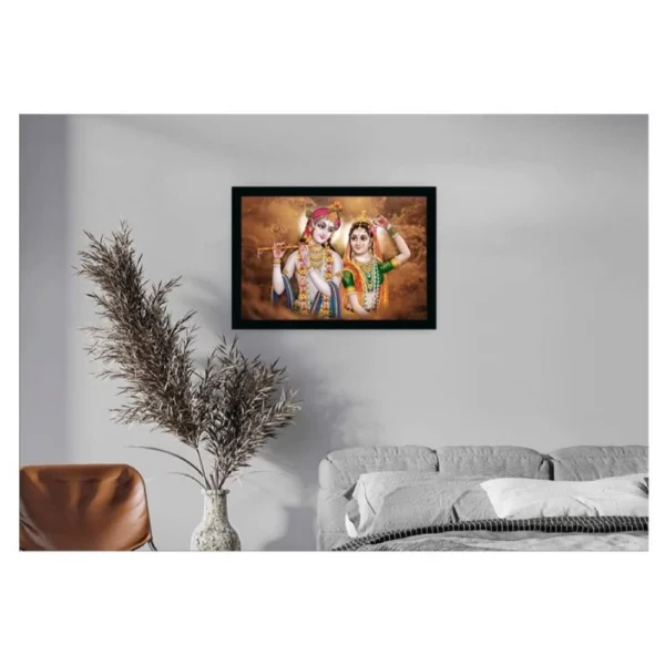 Radha Krishna Painting Vinyl Sparkle Coated with Synthetic Photo Frame (Multicolor) - Image 2