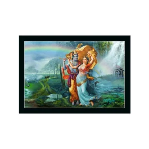 Radha Krishna Painting with Synthetic Photo Frame (Multicolor)
