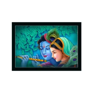 Radha Krishna Painting with Synthetic Photo Frame (Multicolor)