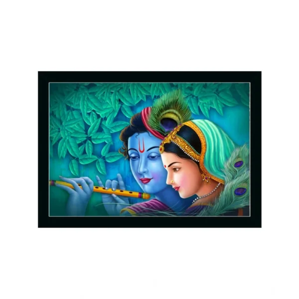 Radha Krishna Painting with Synthetic Photo Frame (Multicolor)