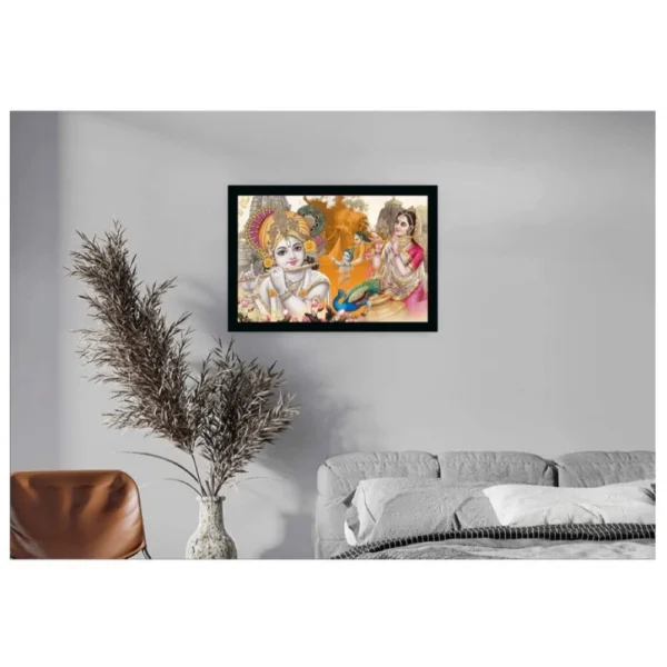 Radha Krishna Painting Vinyl Sparkle Coated with Synthetic Photo Frame (Multicolor) - Image 2
