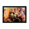 Rajasthani Village Modern Art Painting with Synthetic Photo Frame (Multicolor)