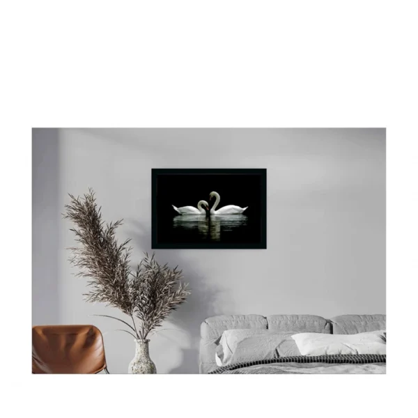 Swan Pair Painting with Synthetic Photo Frame (Multicolor) - Image 2