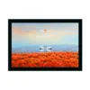 Swan Pair Painting with Synthetic Photo Frame (Multicolor)