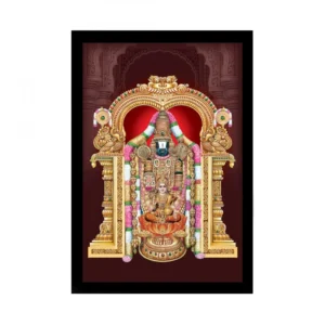 Tirupati Balaji Painting with Synthetic Photo Frame (Multicolor)