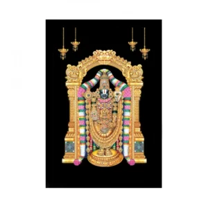 Tirupati Balaji Painting with Synthetic Photo Frame (Multicolor)