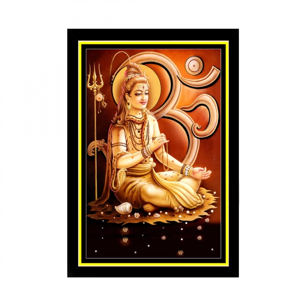 Lord Shiva Painting with Synthetic Photo Frame (Multicolor)