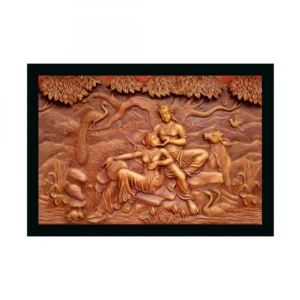 Radha Krishna Painting with Synthetic Photo Frame (Multicolor)