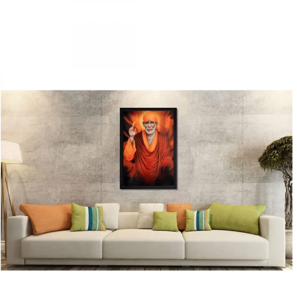 Saibaba Painting with Synthetic Photo Frame (Multicolor) - Image 2