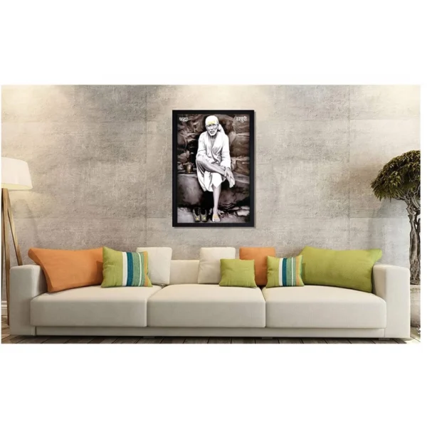 Saibaba Painting with Synthetic Photo Frame (Multicolor) - Image 2
