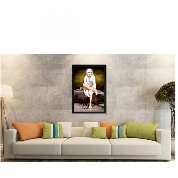 Saibaba Painting with Synthetic Photo Frame (Multicolor) - Image 2