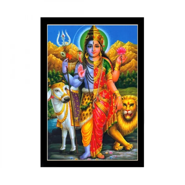 Lord Shiva Painting with Synthetic Photo Frame (Multicolor)