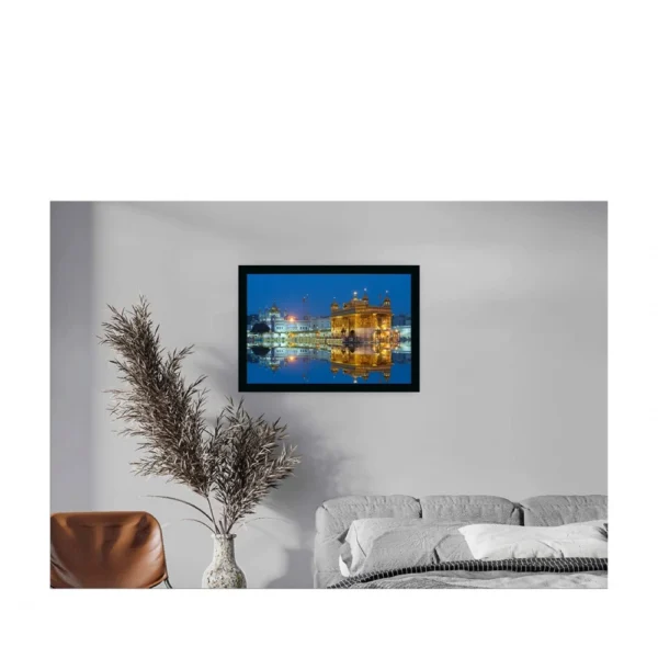 Golden Temple Painting with Synthetic Photo Frame (Multicolor) - Image 2