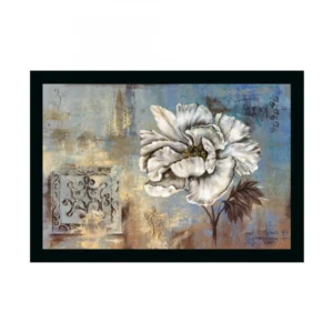 Flower Painting with Synthetic Photo Frame (Multicolor)