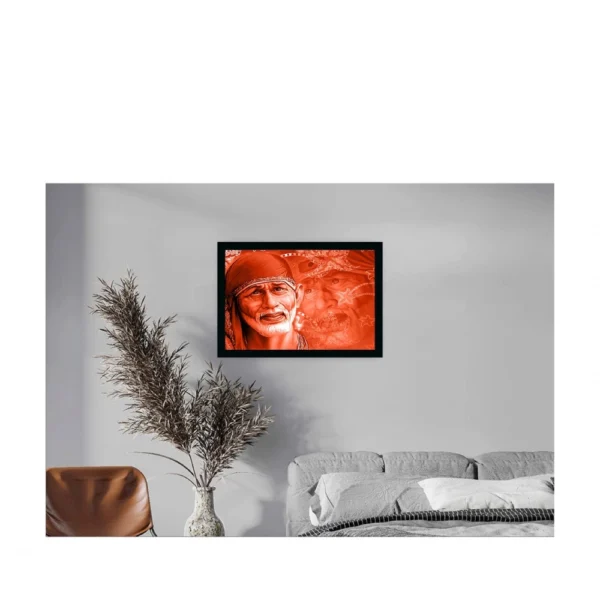 Saibaba Painting with Synthetic Photo Frame (Multicolor) - Image 2
