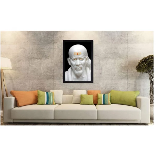Saibaba Painting with Synthetic Photo Frame (Multicolor) - Image 2