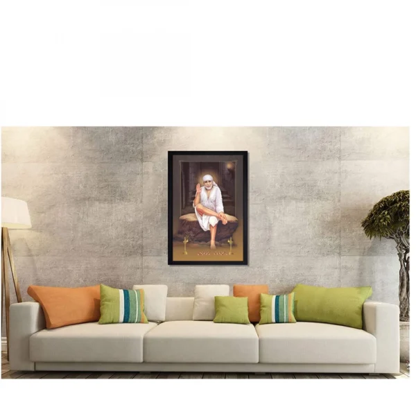 Saibaba Painting with Synthetic Photo Frame (Multicolor) - Image 2