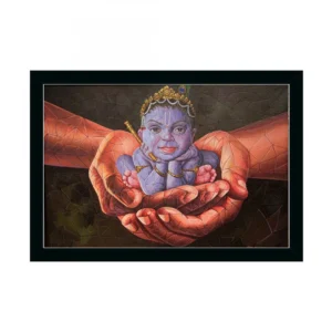 Radha Krishna Painting with Synthetic Photo Frame (Multicolor)