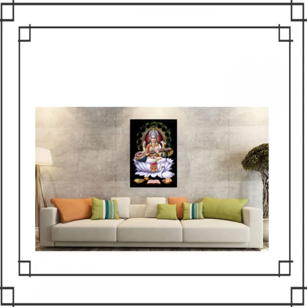 Saraswati Maa Painting with Synthetic Photo Frame (Multicolor) - Image 2