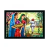 Rajasthani Village Modern Art Painting with Synthetic Photo Frame (Multicolor)