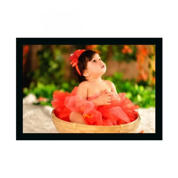 Baby Photo Painting with Synthetic Photo Frame (Multicolor)