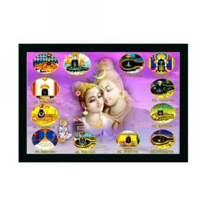 Shiva Photo Painting with Synthetic Photo Frame (Multicolor)