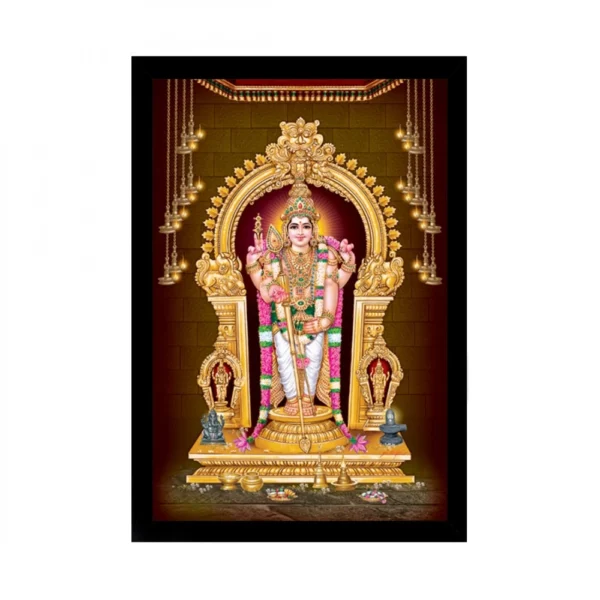Murugan Painting with Synthetic Photo Frame (Multicolor)