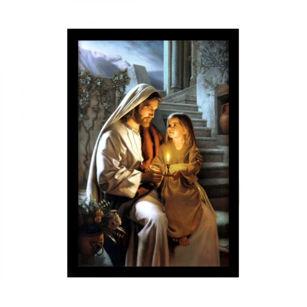 Jesus Christ Painting with Synthetic Photo Frame (Multicolor)