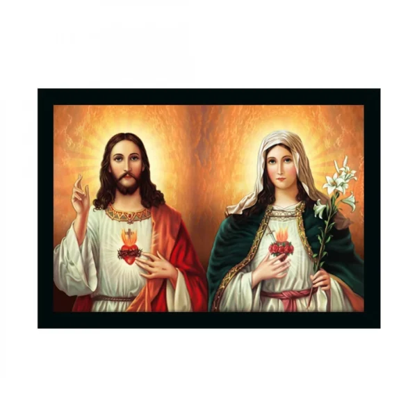 Jesus Christ Painting with Synthetic Photo Frame (Multicolor)