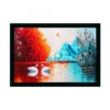Swan Natural Painting with Synthetic Photo Frame (Multicolor)