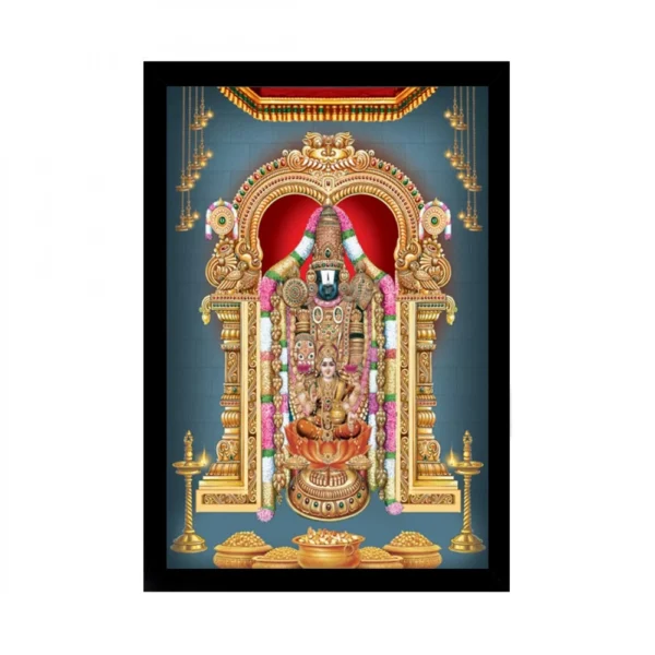 Tirupati Balaji Painting with Synthetic Photo Frame (Multicolor)