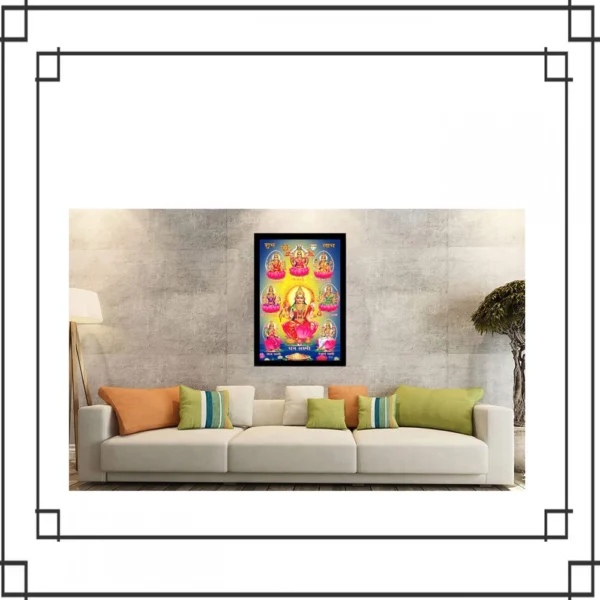 Maa Laxmi Painting with Synthetic Photo Frame (Multicolor) - Image 2