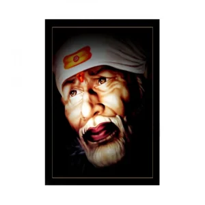 Saibaba Painting with Synthetic Photo Frame (Multicolor)