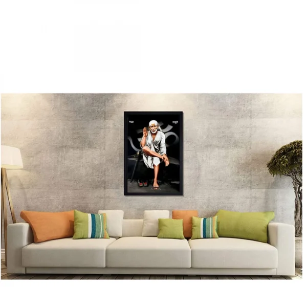 Saibaba Painting with Synthetic Photo Frame (Multicolor) - Image 2