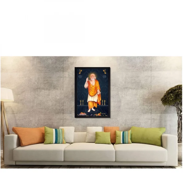 Saibaba Painting with Synthetic Photo Frame (Multicolor) - Image 2