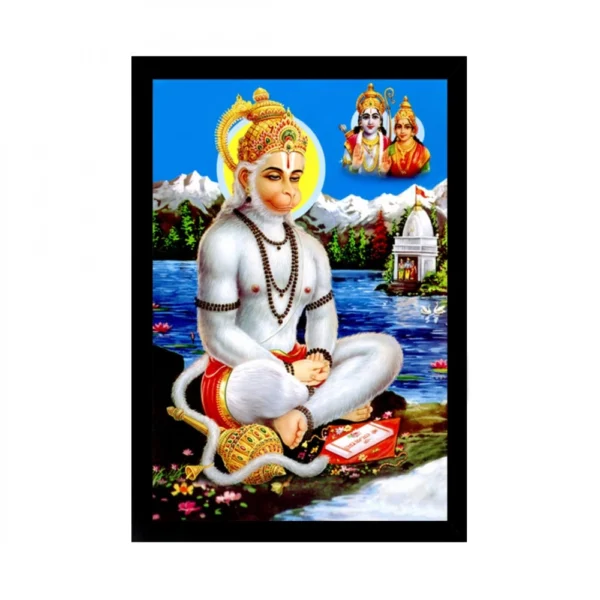 Lord Hanuman Ji Painting with Synthetic Photo Frame (Multicolor)