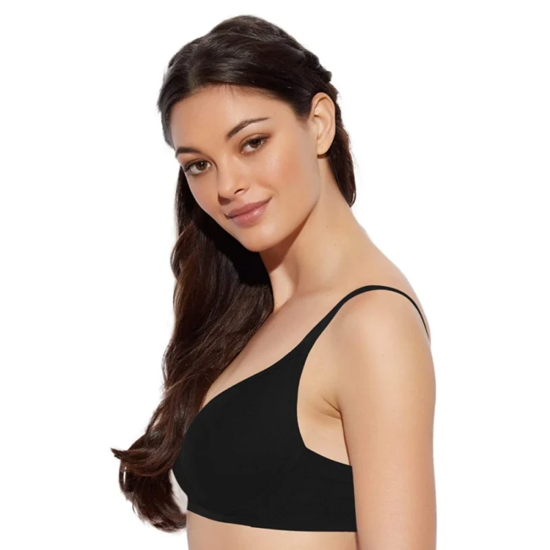 Alternative view of Enamor A039 Women's Cotton Non-Wired & Medium Coverage T-Shirt Bra (Black)