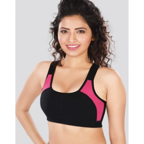 Dermawear SB-1101 Women's 4D Stretch Sports Bra (Black-Pink) - Image 4